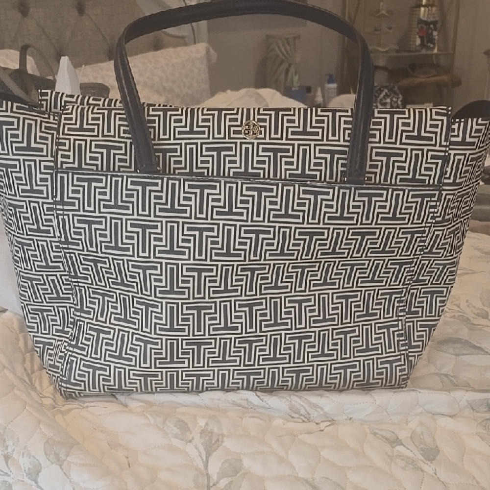 Tory Burch Black and White Tote Bag